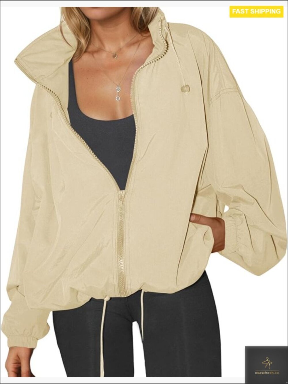 Lightweight Waterproof Rain Jacket Zip Up Hooded Windbreaker for Outdoor Hiking
